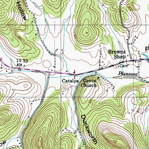 Topographic Map of Catalpa, TN