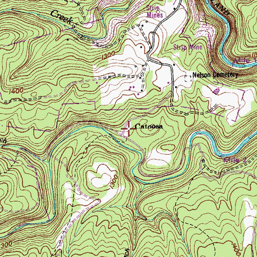 Topographic Map of Catoosa, TN