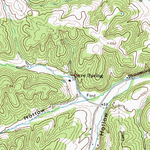 Topographic Map of Cave Spring, TN
