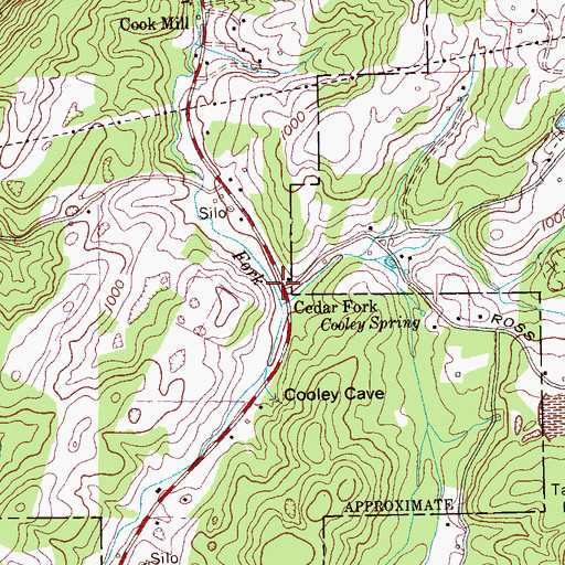 Topographic Map of Cedar Fork, TN
