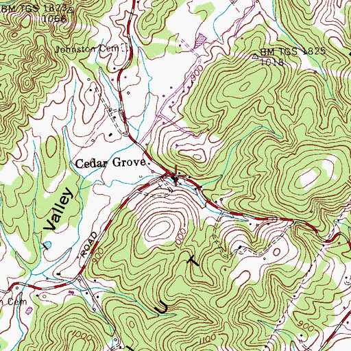 Topographic Map of Cedar Grove, TN