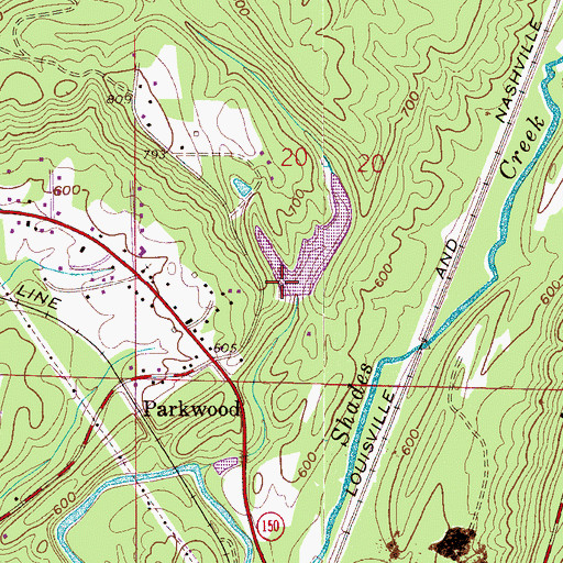 Topographic Map of B Mountain Lake Dam, AL
