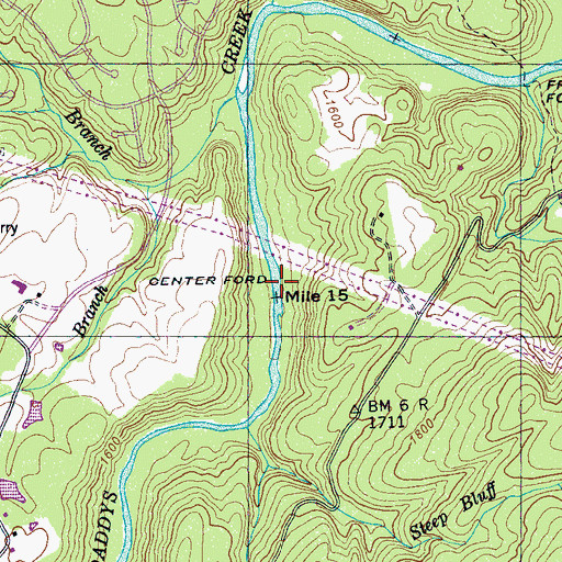 Topographic Map of Center Ford, TN