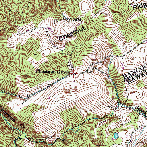 Topographic Map of Chestnut Grove, TN