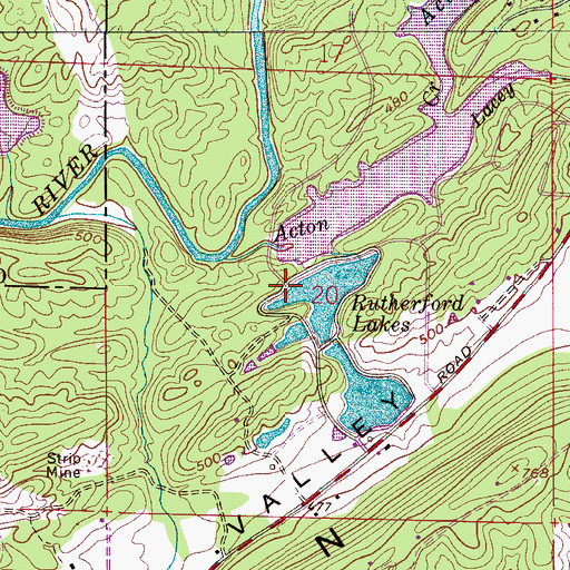 Topographic Map of Rutherford Lake Dam Number 1, AL