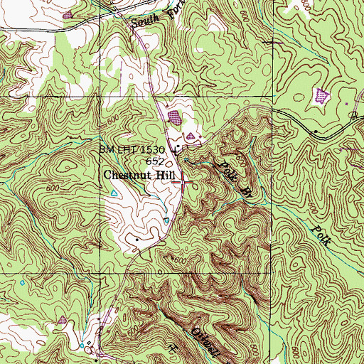 Topographic Map of Chestnut Hill, TN