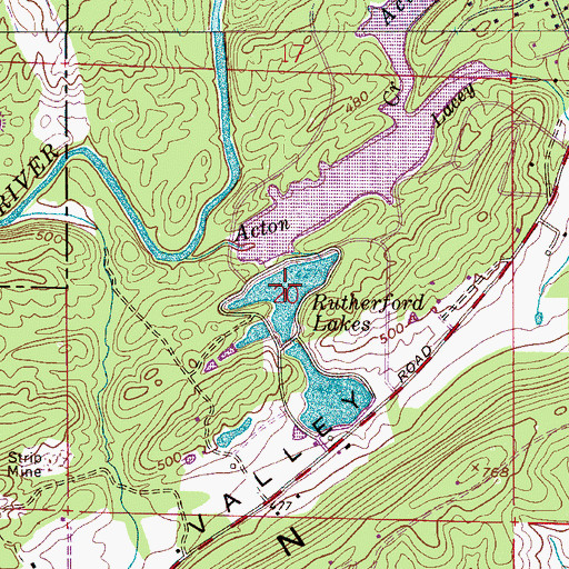 Topographic Map of Rutherford Lake Number One, AL