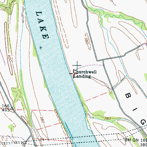 Topographic Map of Churchwell Landing, TN