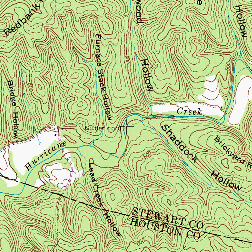Topographic Map of Cinder Ford, TN