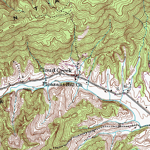 Topographic Map of Cloud Creek, TN