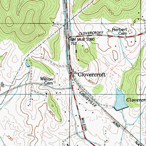 Topographic Map of Clovercroft, TN