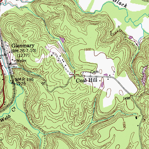 Topographic Map of Coal Hill, TN