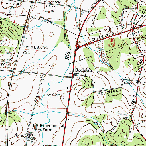 Topographic Map of Cochran, TN