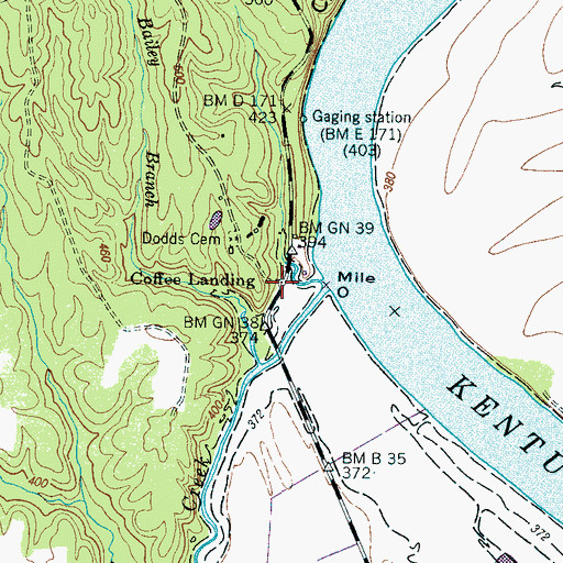 Topographic Map of Coffee Landing, TN