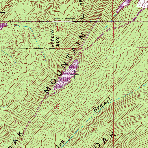 Topographic Map of Belcher Lumber Company Dam, AL