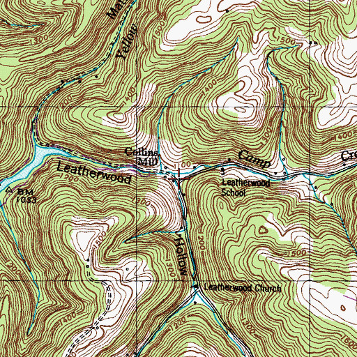 Topographic Map of Collins Mill, TN