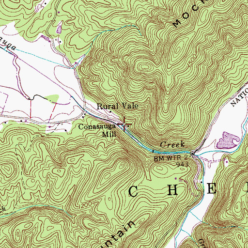 Topographic Map of Conasauga Mill, TN
