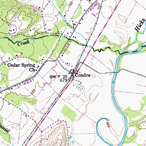 Topographic Map of Condra, TN
