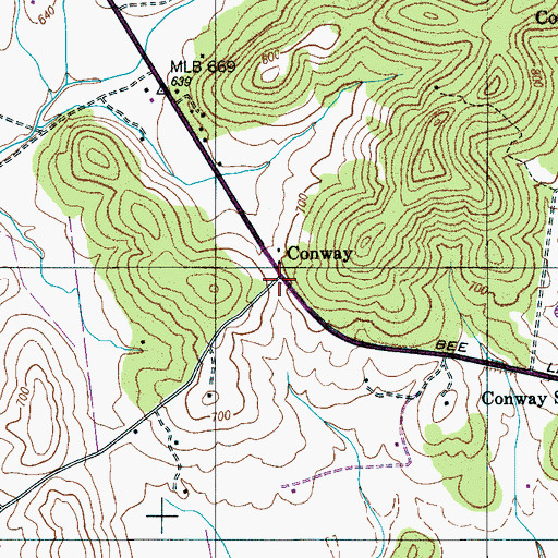 Topographic Map of Conway, TN