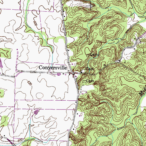 Topographic Map of Conyersville, TN