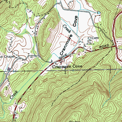 Topographic Map of Cranmore Cove, TN