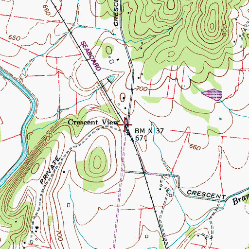 Topographic Map of Crescent View, TN