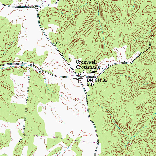 Topographic Map of Cromwell Crossroads, TN