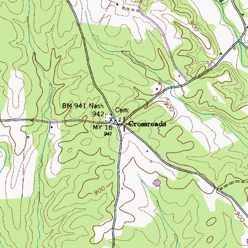 Topographic Map of Crossroads, TN