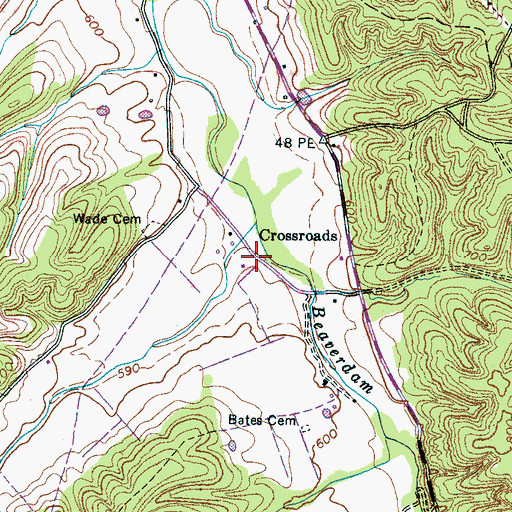 Topographic Map of Crossroads, TN