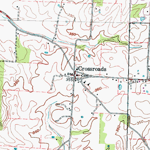 Topographic Map of Crossroads, TN
