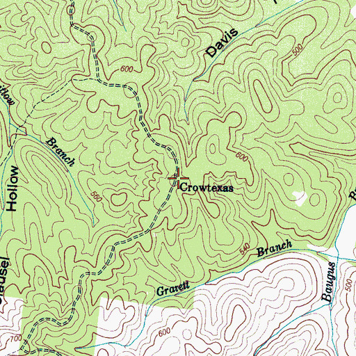 Topographic Map of Crowtexas, TN