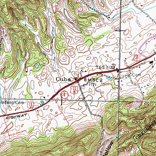 Topographic Map of Cuba, TN