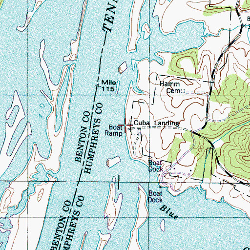 Topographic Map of Cuba Landing, TN