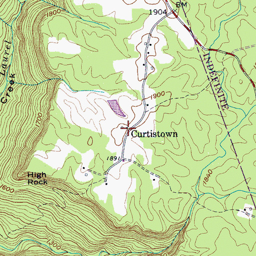 Topographic Map of Curtistown, TN