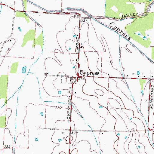 Topographic Map of Cypress, TN
