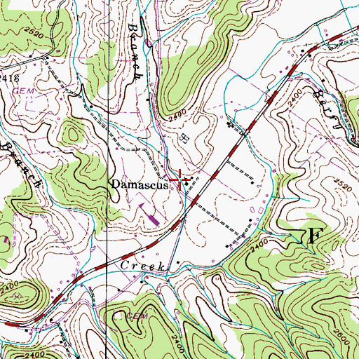 Topographic Map of Damascus, TN