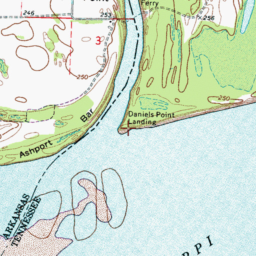 Topographic Map of Daniels Point Landing, TN