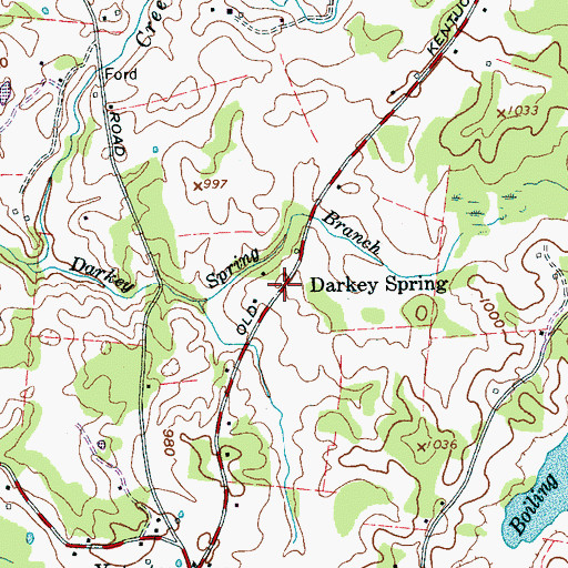 Topographic Map of Darkey Springs, TN