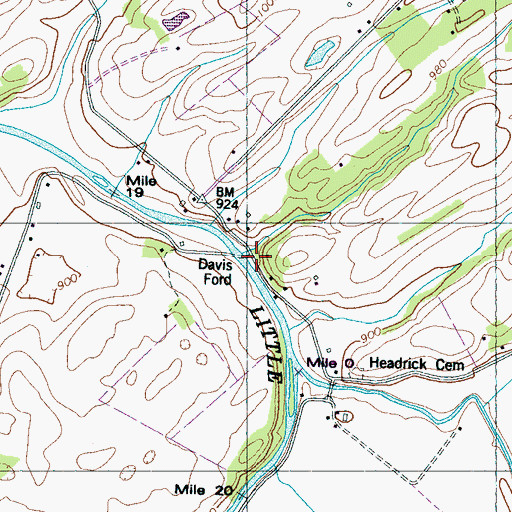 Topographic Map of Davis Ford, TN