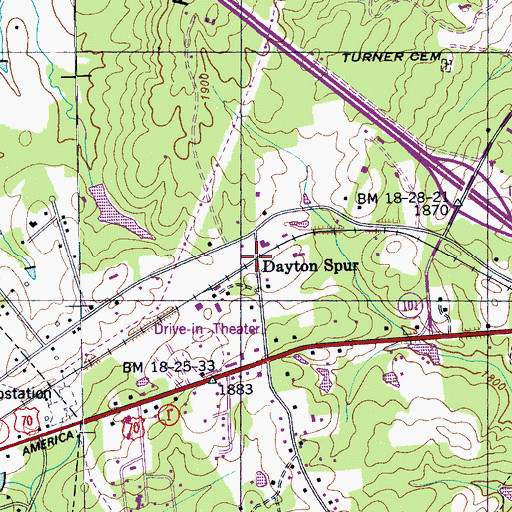 Topographic Map of Dayton Spur, TN