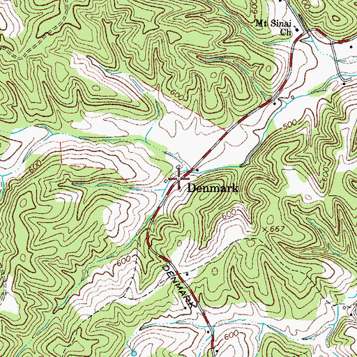 Topographic Map of Denmark, TN
