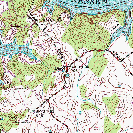Topographic Map of Disco, TN
