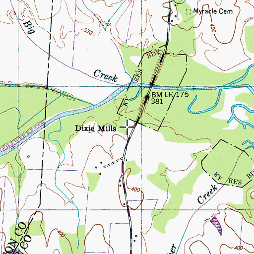 Topographic Map of Dixie Mills, TN
