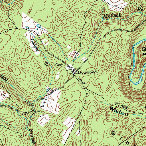 Topographic Map of Dogwood, TN
