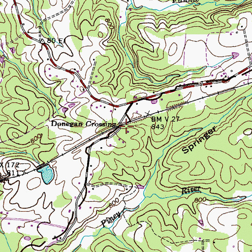 Topographic Map of Donegan Crossing, TN