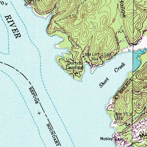 Topographic Map of Dortch Landing, TN