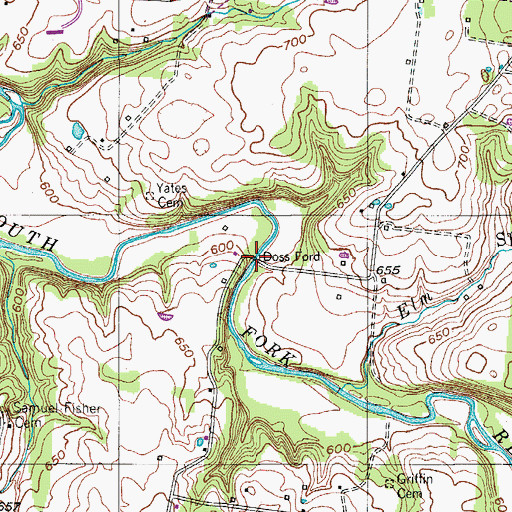 Topographic Map of Doss Ford, TN