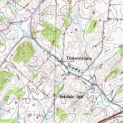 Topographic Map of Dotsontown, TN