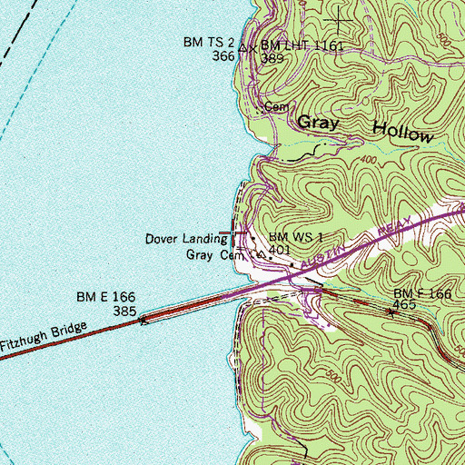 Topographic Map of Dover Landing, TN