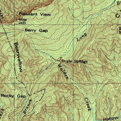Topographic Map of Doyle Springs, TN